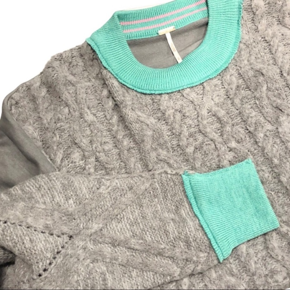 NWT Free People Nordstrom Olympia Women’s XS Gray Teal Oversized Tunic Sweater - Picture 8 of 9
